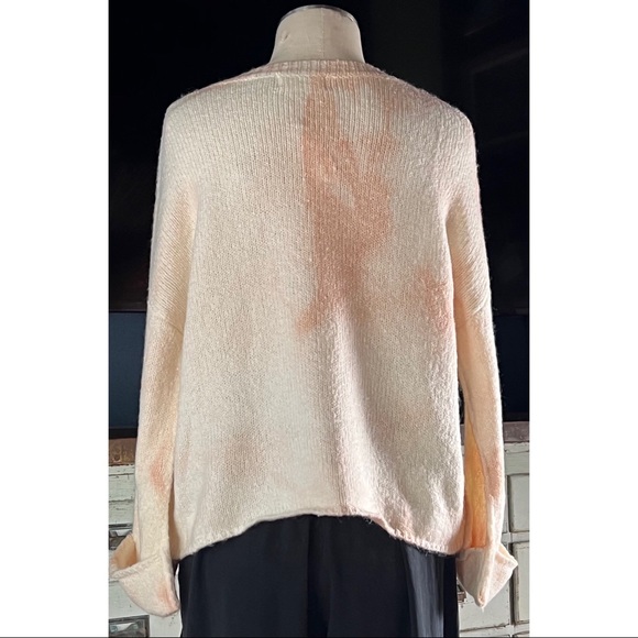 Anthropologie V-Neck Tie Dye Cream Pink Pullover Sweater S - Picture 8 of 14